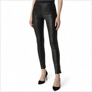 J Brand Edita L8007 Black Leather Lamb Pull On Stretch Pants Mid Rise Leggings M